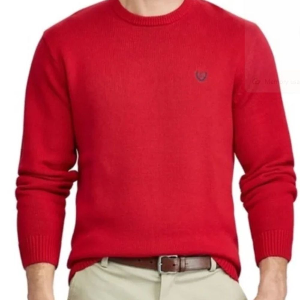 Chaps Men's 100% Cotton Crew Neck Long Sleeves Sweater Red XXL Knit Holiday